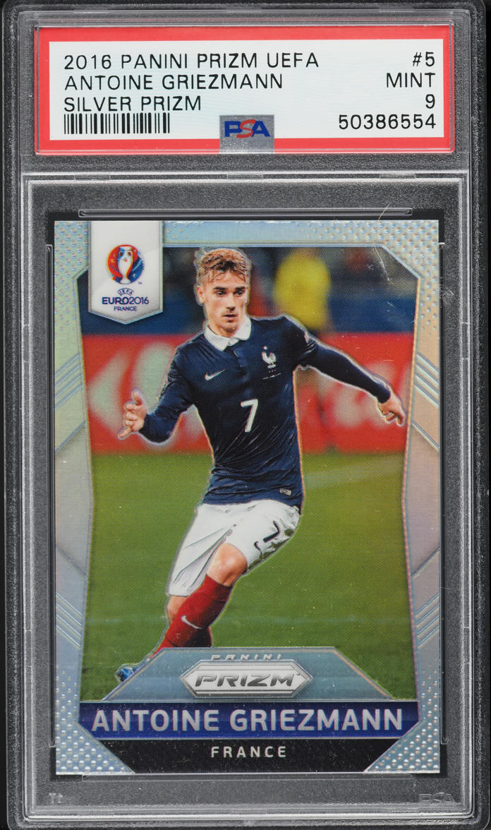 2016 Panini Prizm UEFA Silver Antoine Griezmann #5 PSA 9 MINT on