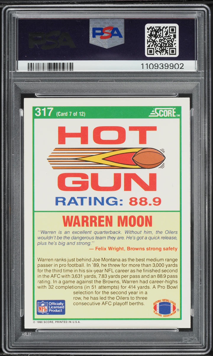 1990 Score Football Warren Moon #317 PSA 9 MINT