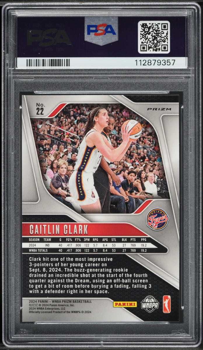 2024 Panini Prizm WNBA Ice Caitlin Clark ROOKIE #22 PSA 10 GEM MINT
