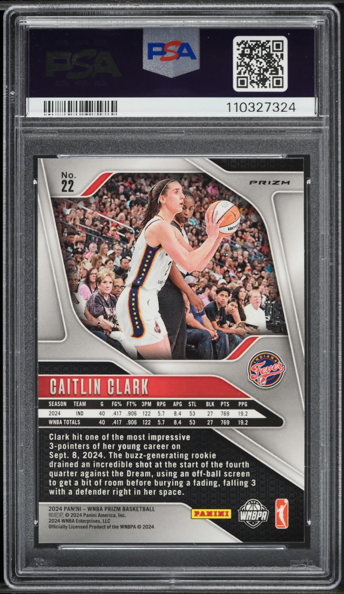 2024 Panini Prizm WNBA Ice Caitlin Clark ROOKIE #22 PSA 10 GEM MINT
