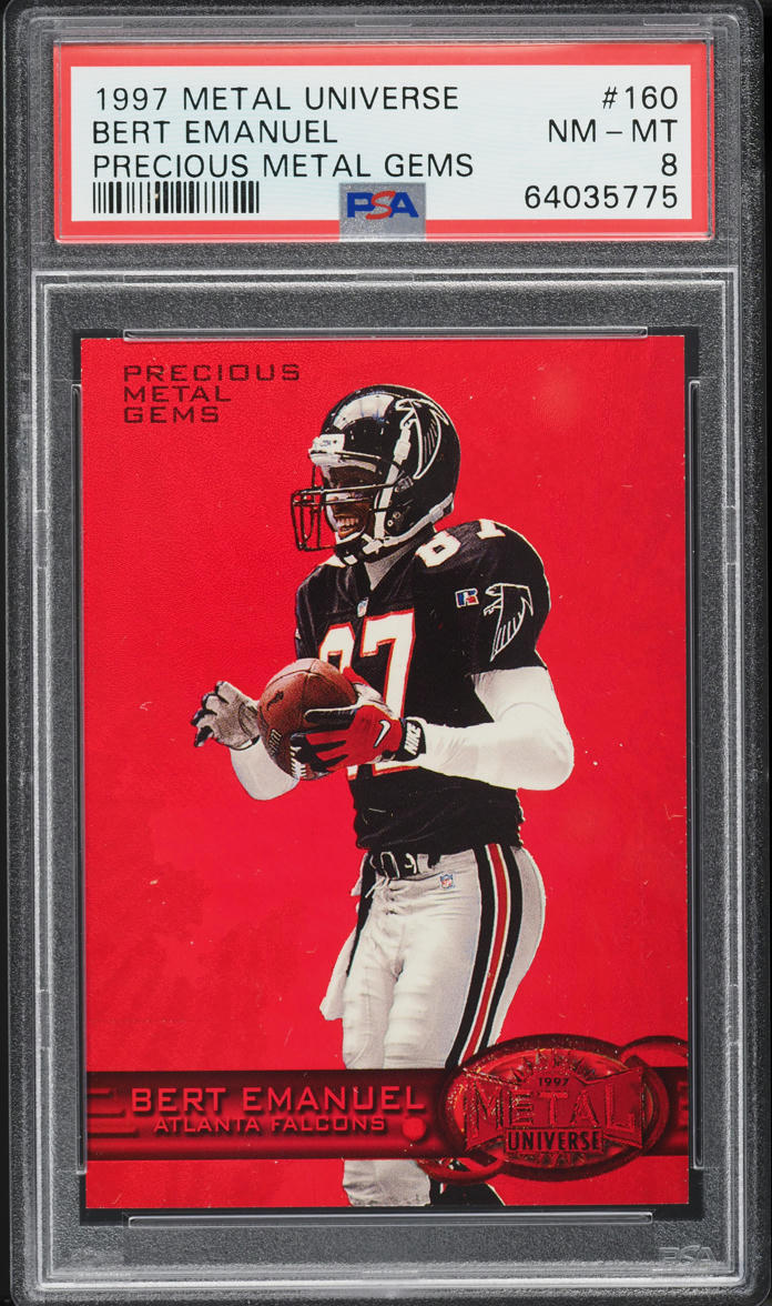 1997 Metal Universe Precious Metal Gems PMG Red Bert Emanuel /150 #160 PSA 8
