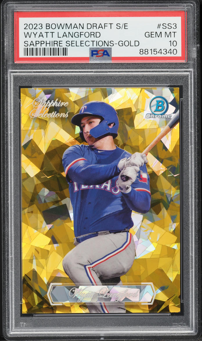 2023 Bowman Draft Sapphire Selections Gold Wyatt Langford /50 #SS3 PSA 10 GEM