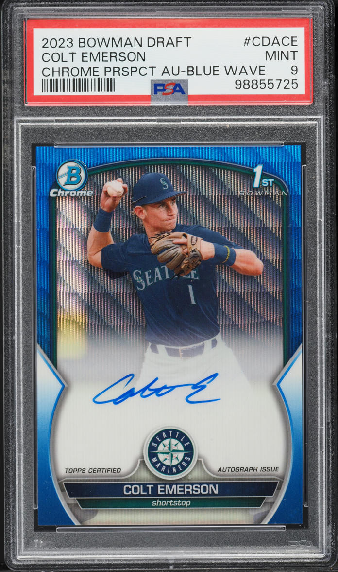 2023 Bowman Chrome Blue Wave Colt Emerson PROSPECT AUTO /150 #CDA-CE PSA 9 MINT