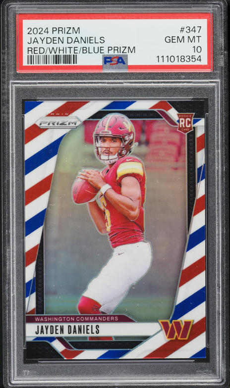 2024 Prizm Red White Blue Prizm Jayden Daniels ROOKIE #347 PSA 10