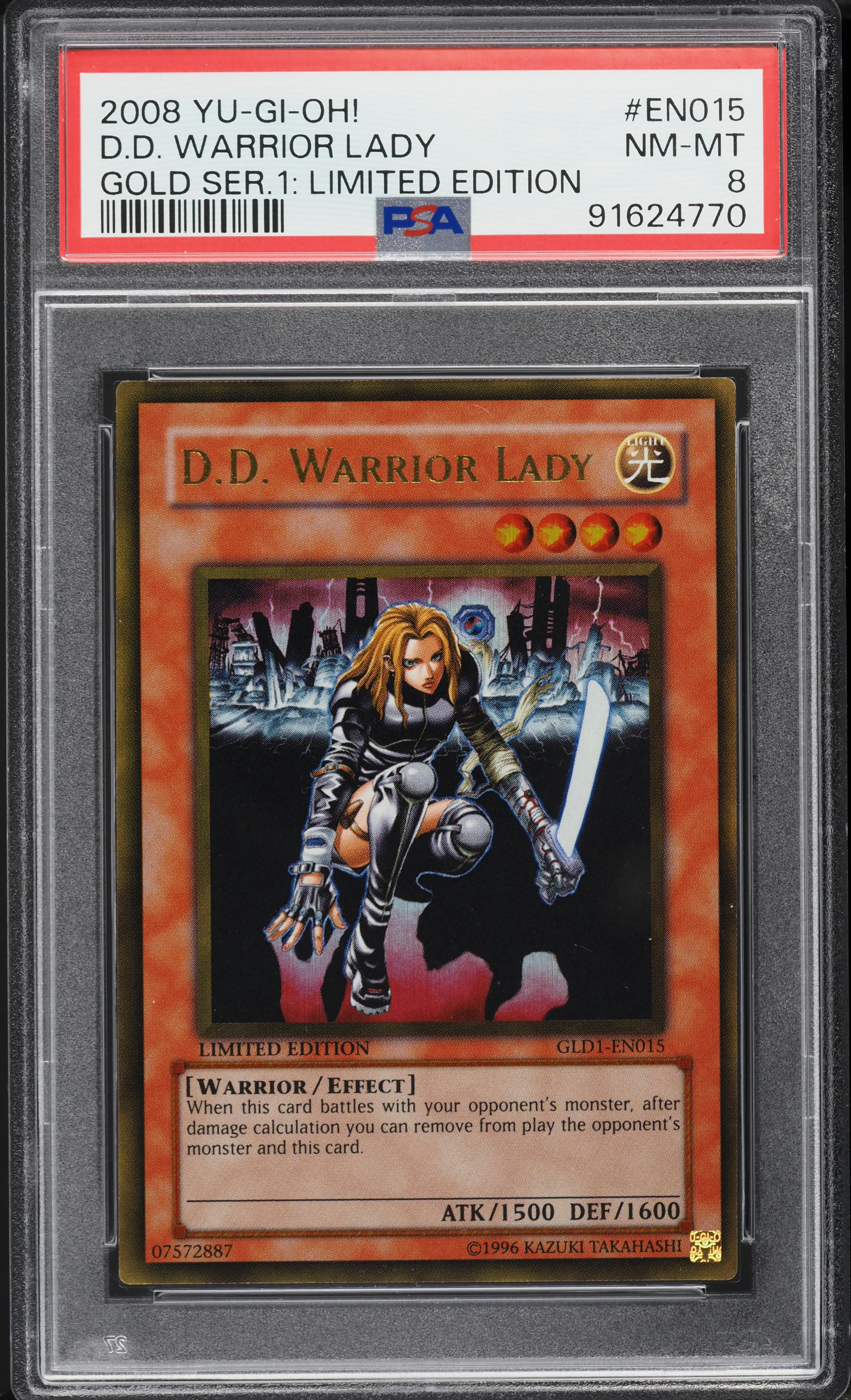 2008 Yu-Gi-Oh! Gold Series 1 D.D. Warrior Lady #GLD1-EN015 PSA 8