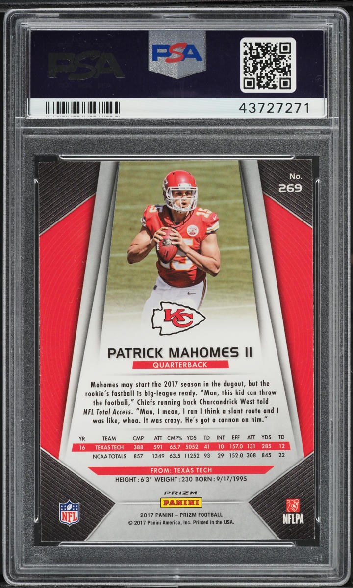 2017 Panini Prizm Silver Patrick Mahomes II ROOKIE #269 PSA 9 MINT