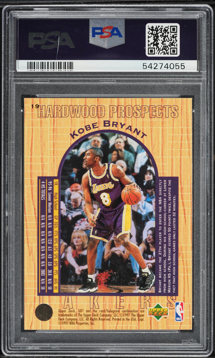 1996 UD3 Basketball Kobe Bryant ROOKIE #19 PSA 10 GEM MINT