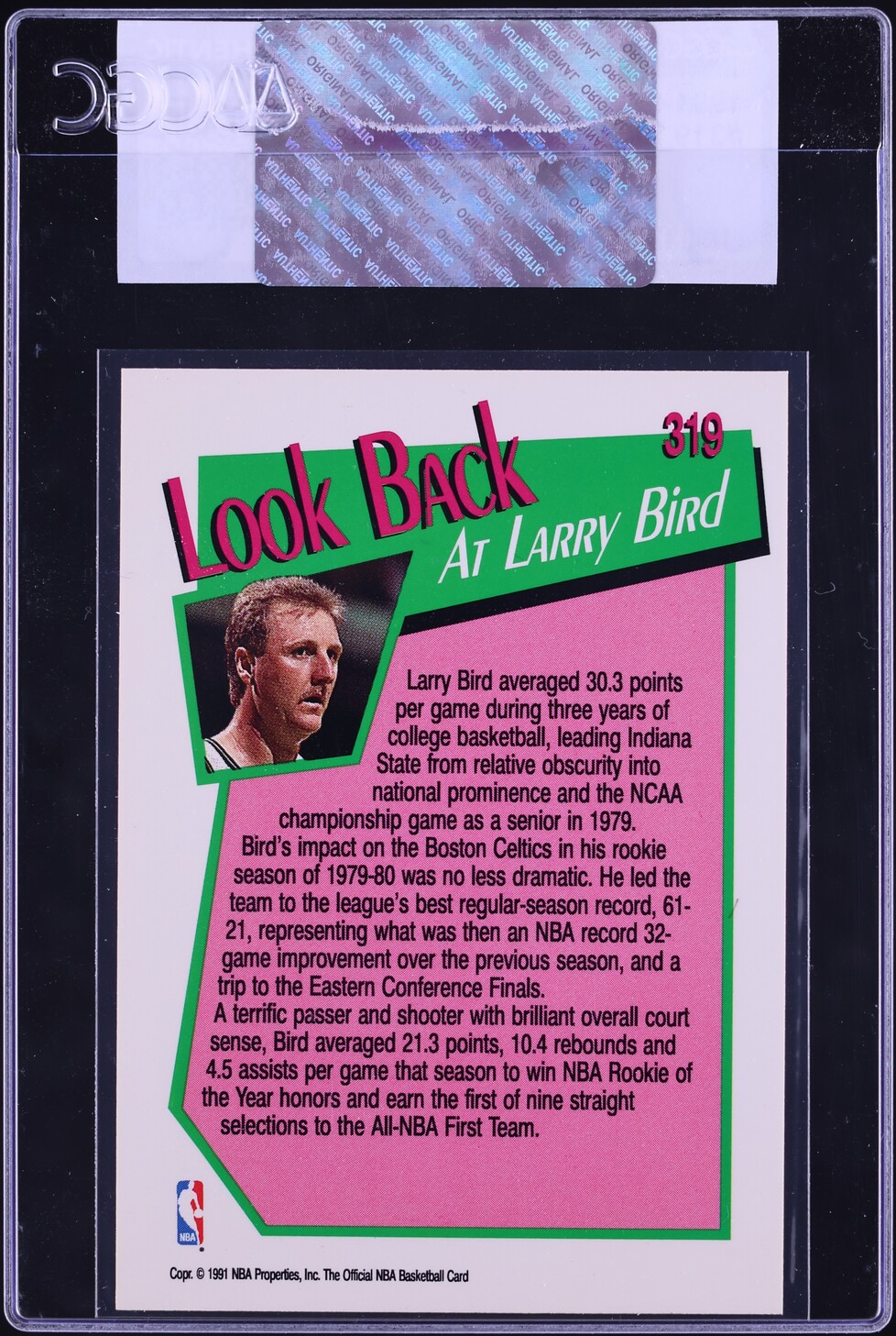 1991 Hoops Larry Bird #319 CGC AUTH