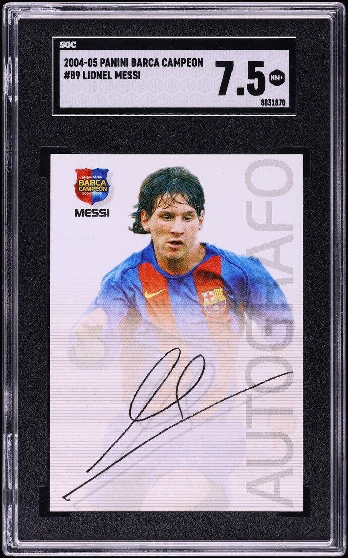 2004 Panini Mega Cracks Barca Campeon Lionel Messi ROOKIE #89 SGC 7.5 NRMT+