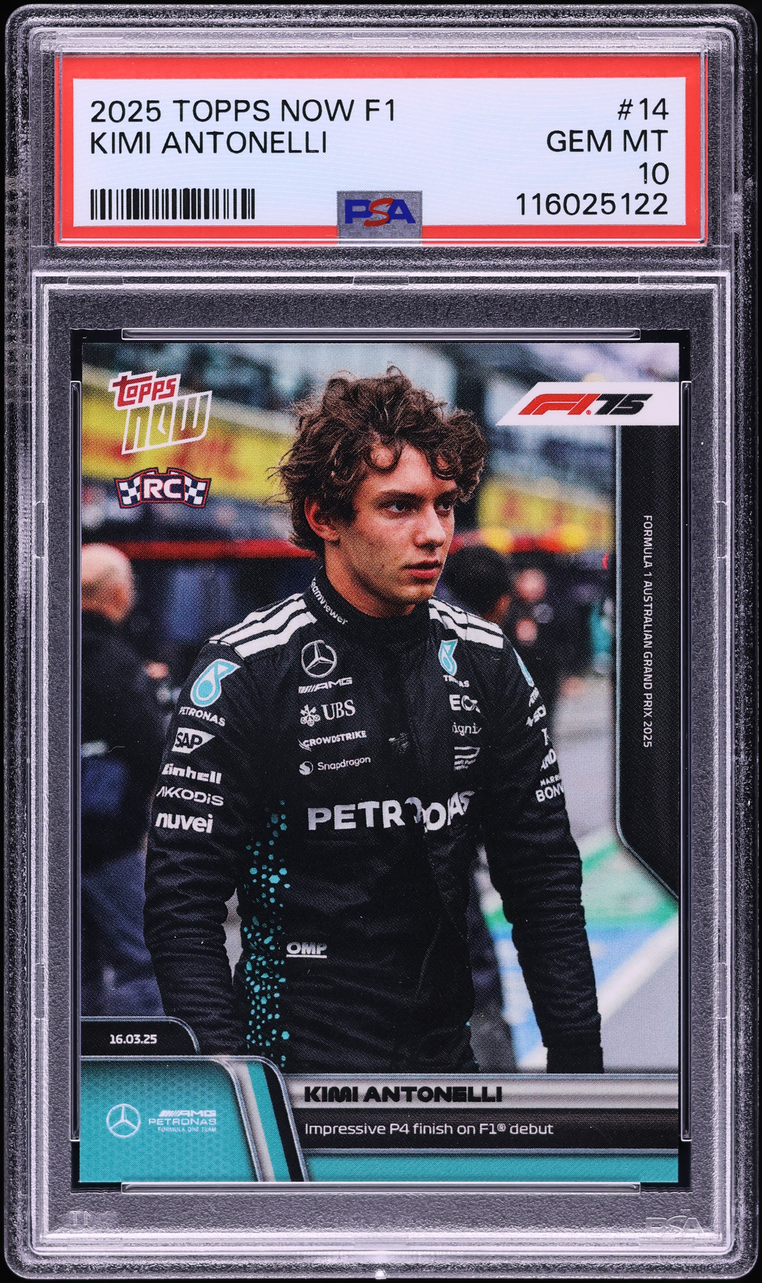 2025 Topps Now Formula 1 F1 Kimi Antonelli ROOKIE #14 PSA 10 GEM 
