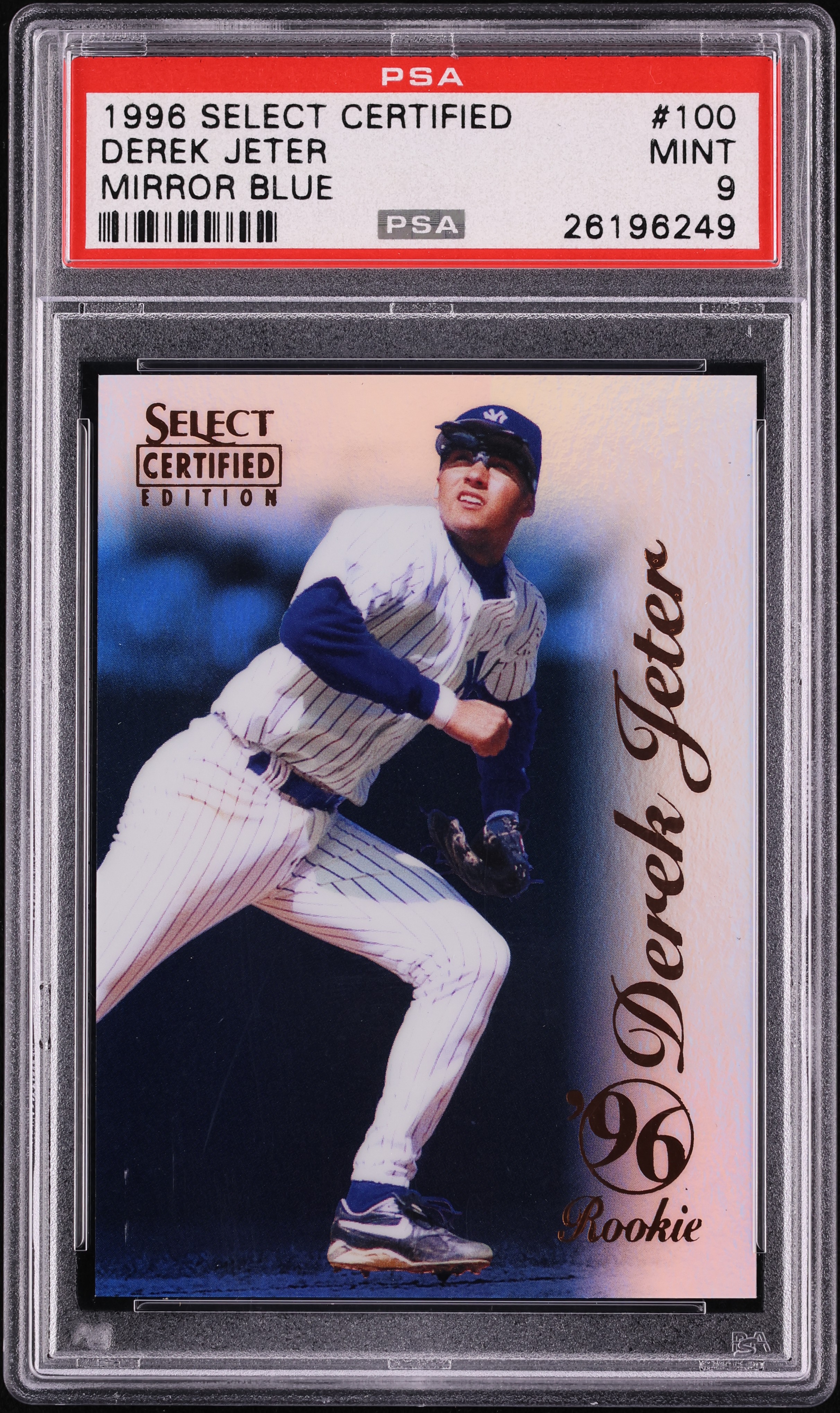 1996 Select Certified Mirror Blue Derek Jeter ROOKIE /45 #100 PSA 