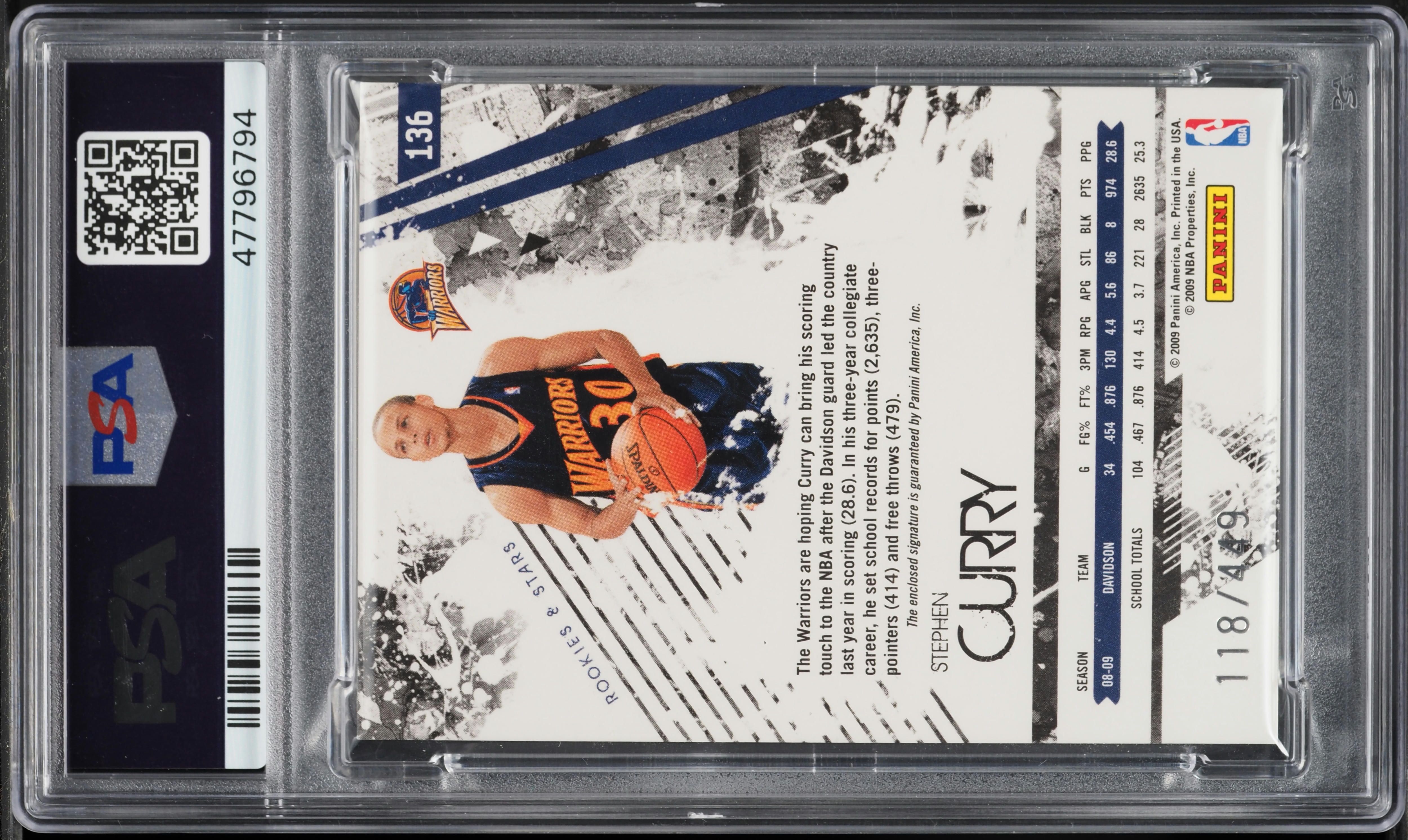 2009 Panini Rookies & Stars Stephen Curry ROOKIE PATCH AUTO DNA 9 