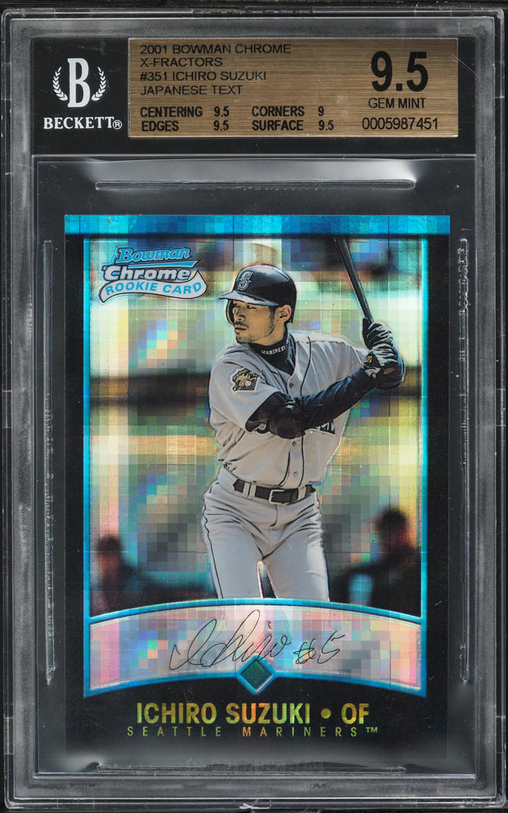 2001 Bowman Chrome Japanese Xfractor Ichiro ROOKIE #351 BGS 9.5 GEM MINT
