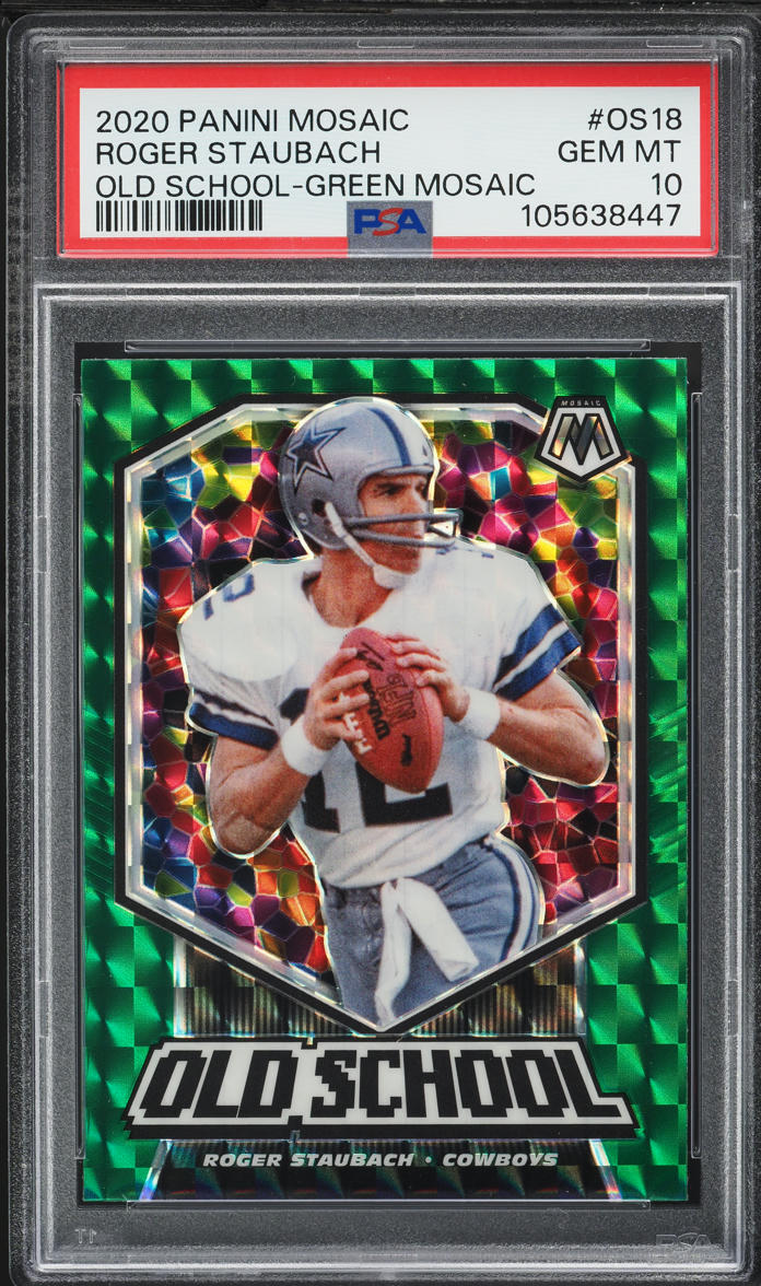 2020 Panini Mosaic Old School Green Roger Staubach #OS18 PSA 10 GEM MINT