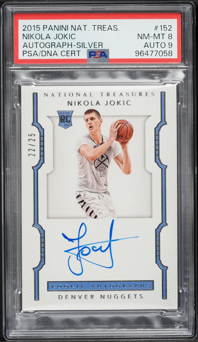2015 National Treasures Silver Nikola Jokic ROOKIE AUTO /25 DNA 9 #152 PSA 8