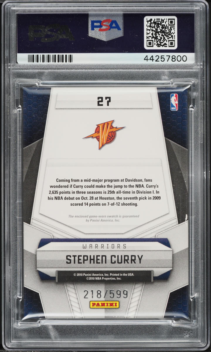 2009 Panini Certified Potential Stephen Curry ROOKIE PATCH /599 #27 PSA 9 MINT