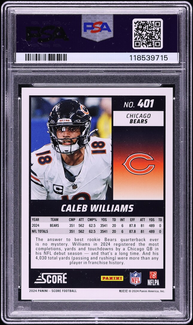 2024 Score Gem Masters Caleb Williams ROOKIE 1/1 #401 PSA 9 MINT