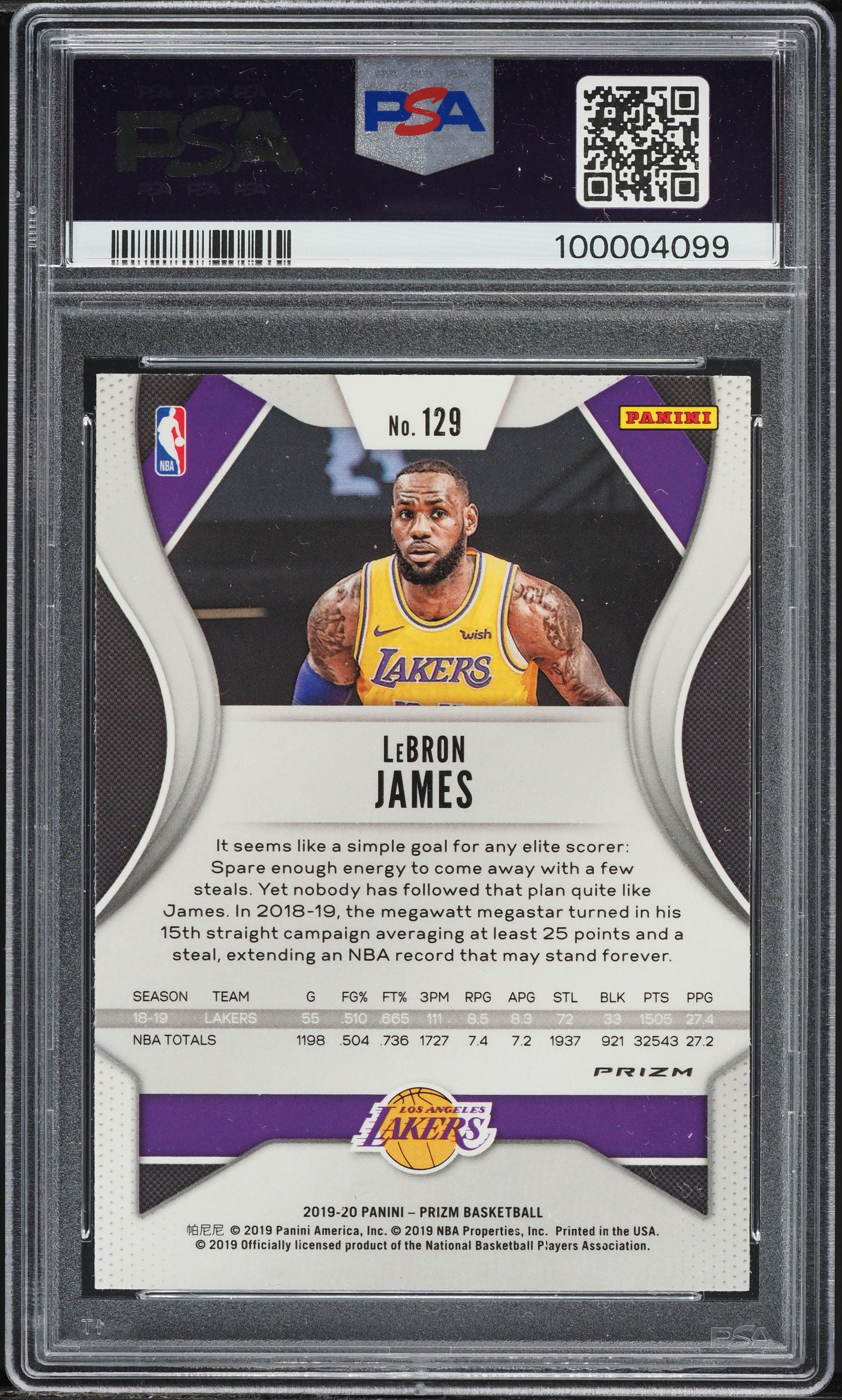2019 Panini Prizm Red Ice LeBron James #129 PSA 9 MINT on Fanatics