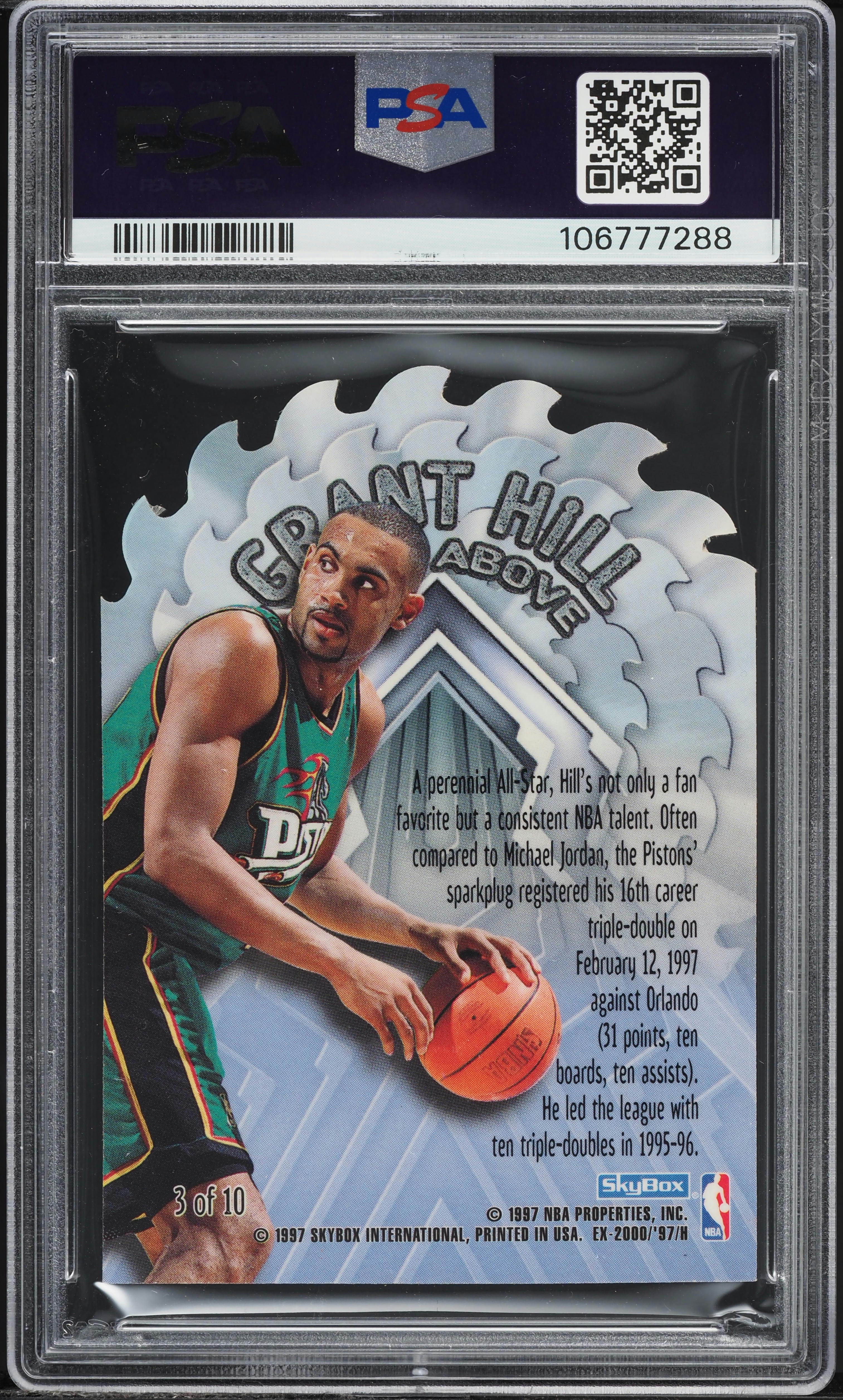 1996 Skybox E-X2000 A Cut Above Die-Cut Grant Hill #3 PSA 8 NM-MT