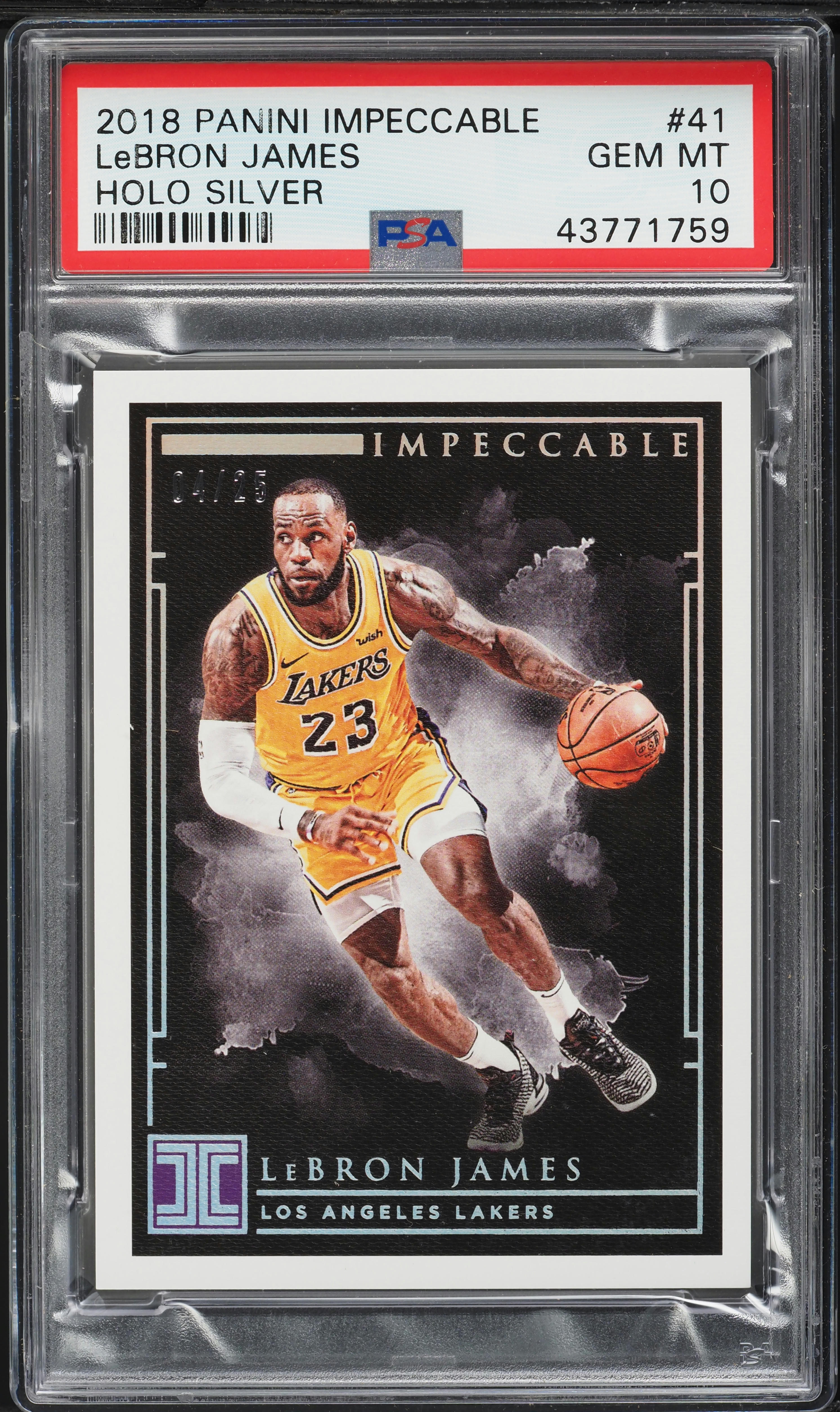 2018 Panini Impeccable Holo Silver LeBron James /25 #41 PSA 10 GEM