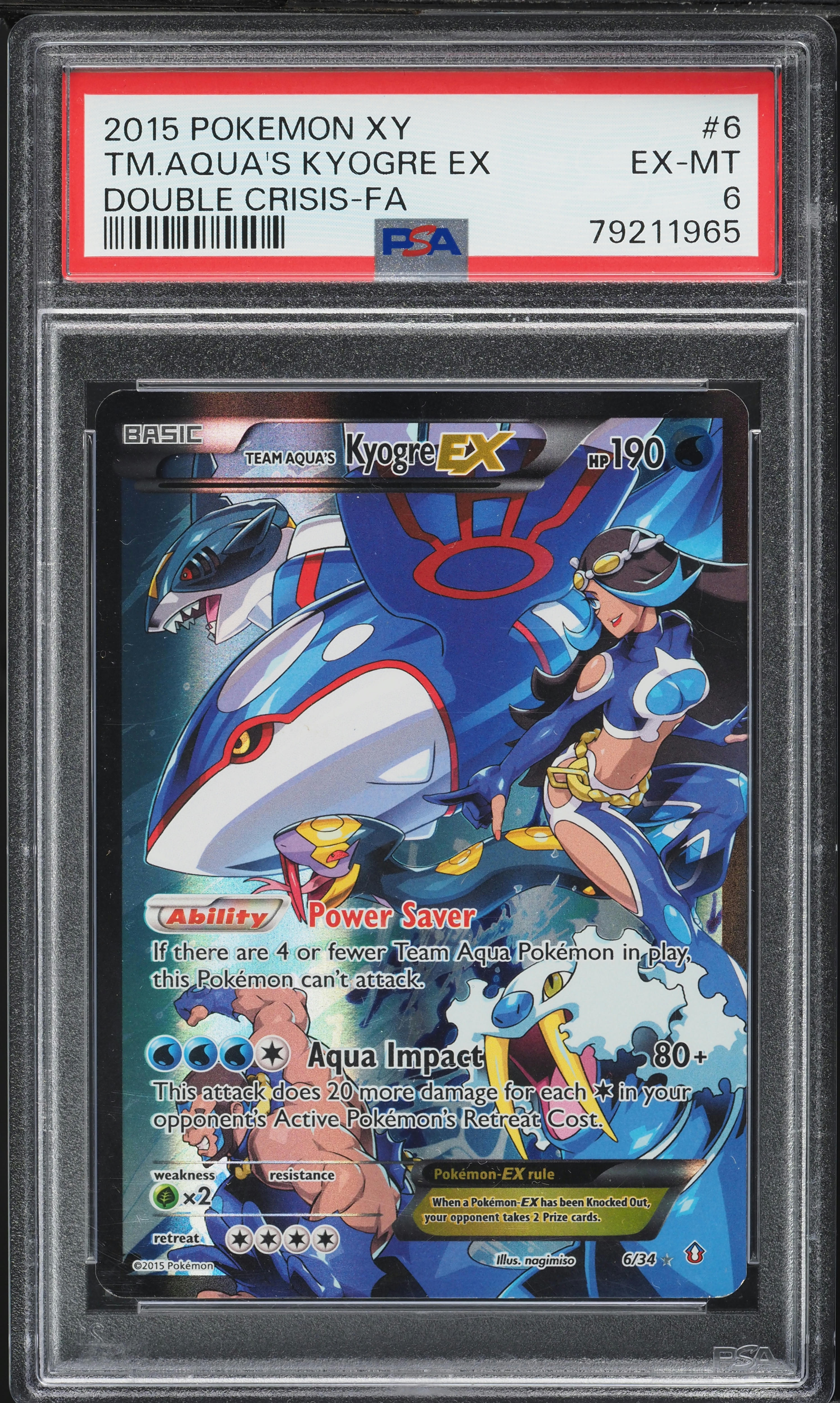 2015 Pokemon XY Double Crisis Full Art Team Aqua's Kyogre EX #6