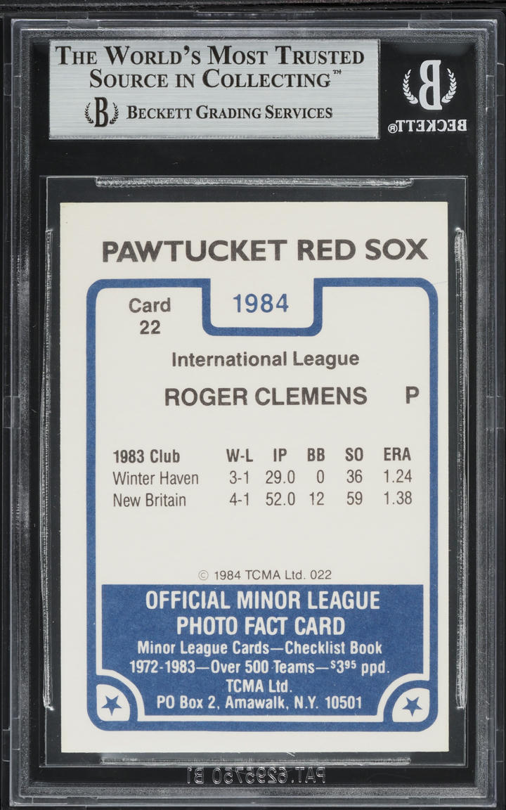 1984 TCMA Pawtucket Red Sox Roger Clemens ROOKIE #22 BGS 8.5 NM