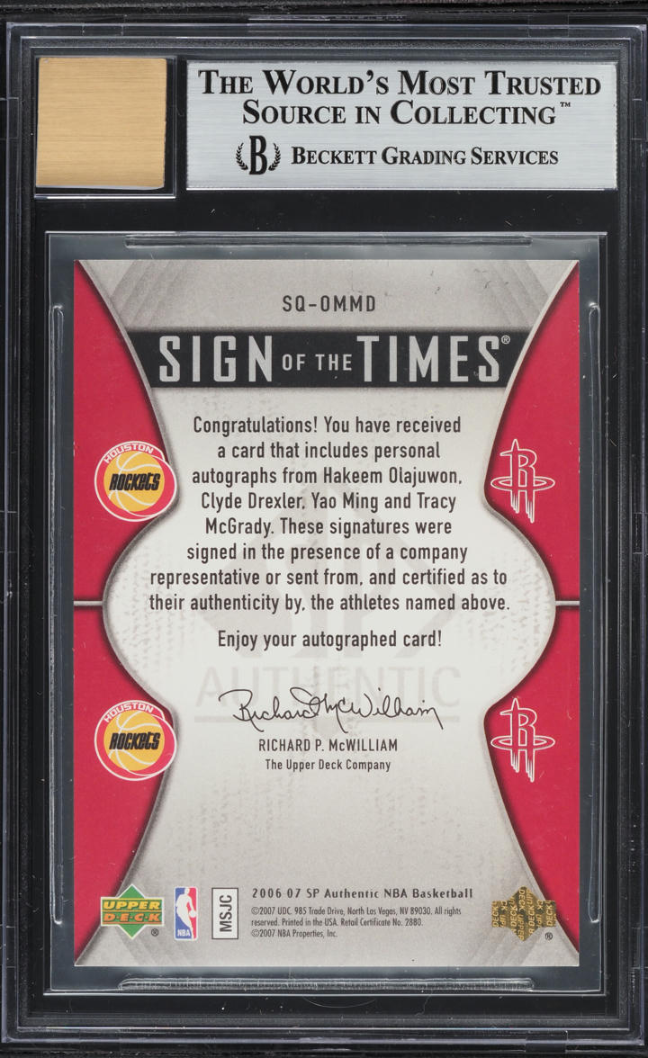 2006 SP Authentic Sign Of The Times Olajuwon Drexler Ming McGrady