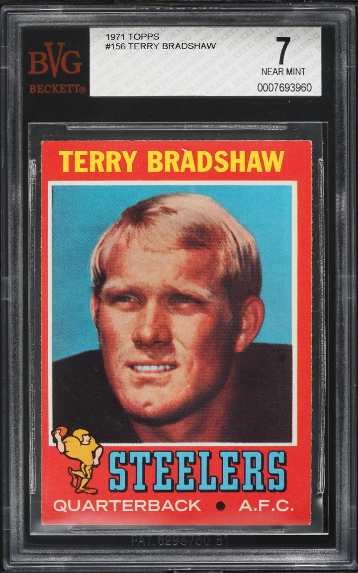 1971 Topps Football Terry Bradshaw ROOKIE #156 BVG 7 NRMT