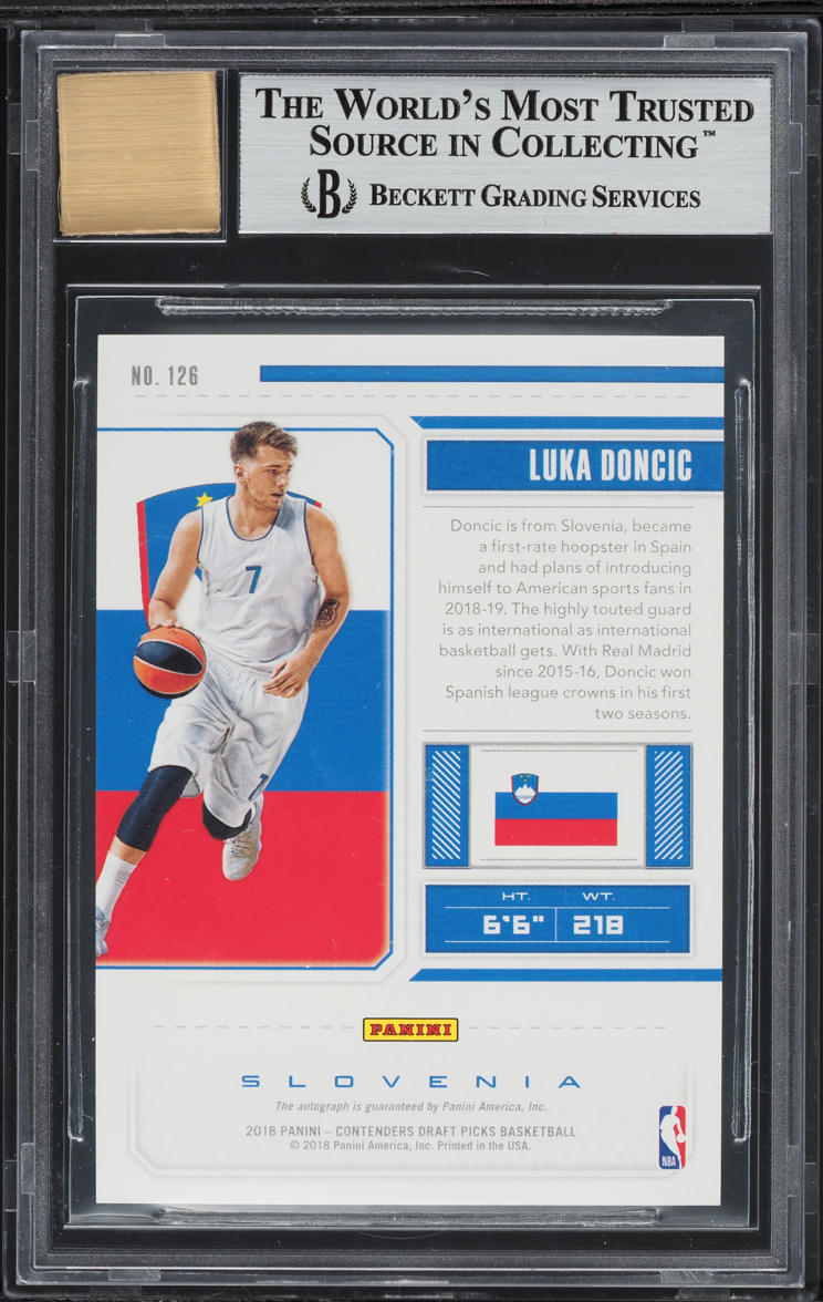 2018 Panini Contenders Draft Cracked Ice Ticket Luka Doncic RC AUTO /23 BGS 9