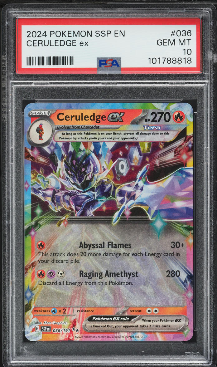 pokemon tag team cards for sale PSA 10] Pokémon TCG - Ceruledge ex - SAR - 203/187 - SV8a