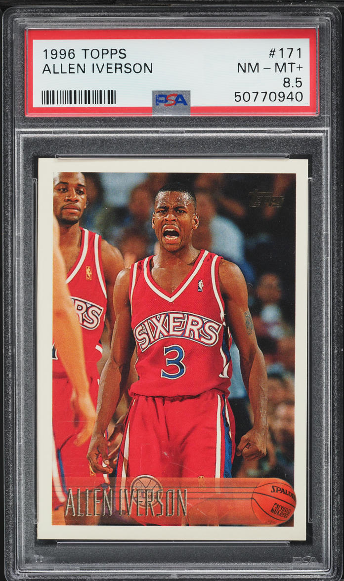 1996 Topps Basketball Allen Iverson ROOKIE #171 PSA 8.5 NM-MT+
