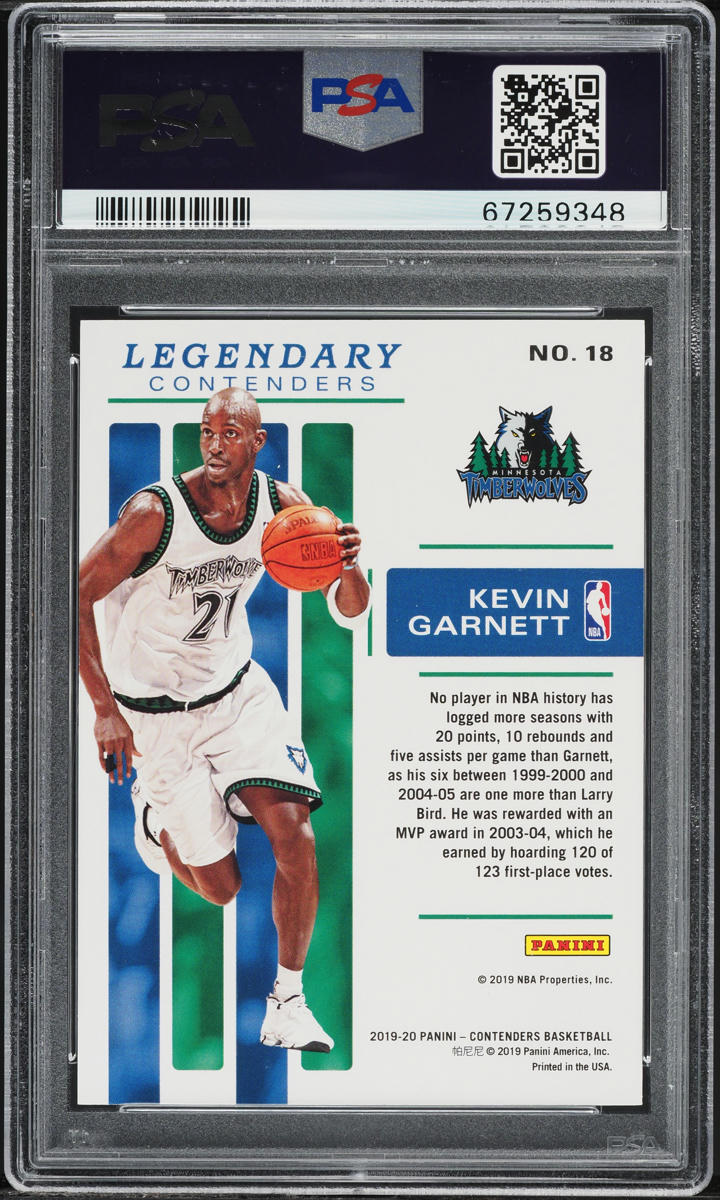 2019 Panini Contenders Legendary Kevin Garnett #18 PSA 9 MINT on