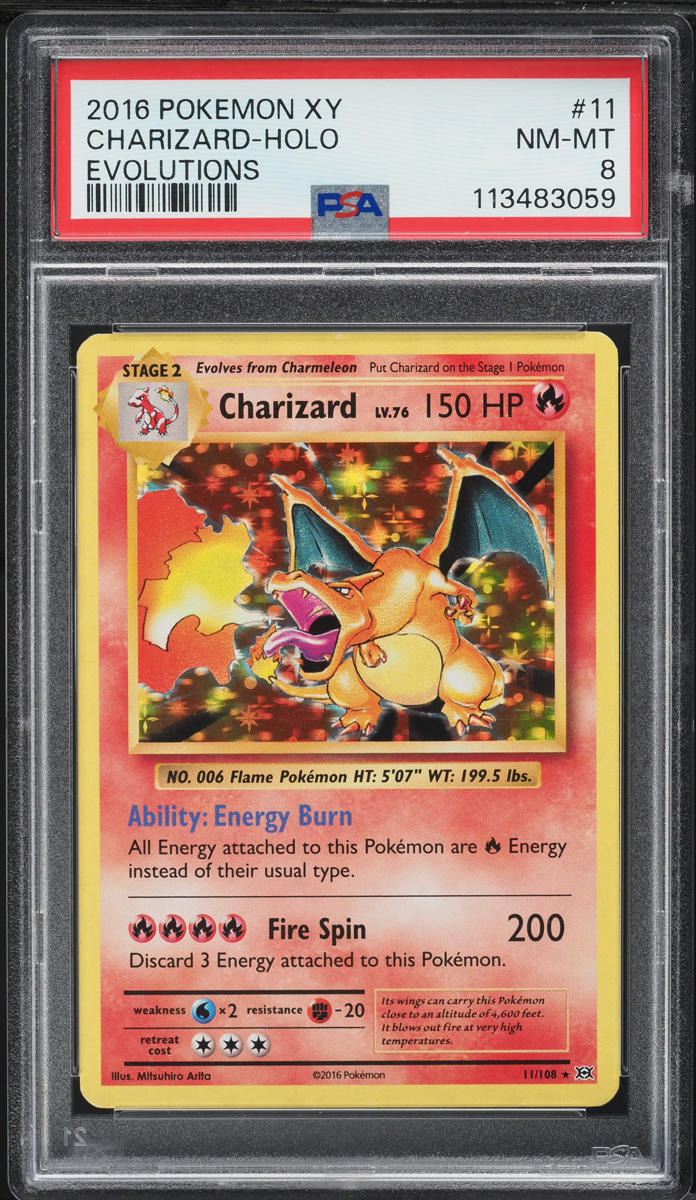 2016 Pokemon XY Evolutions Holo Charizard #11 PSA 8 NM-MT on