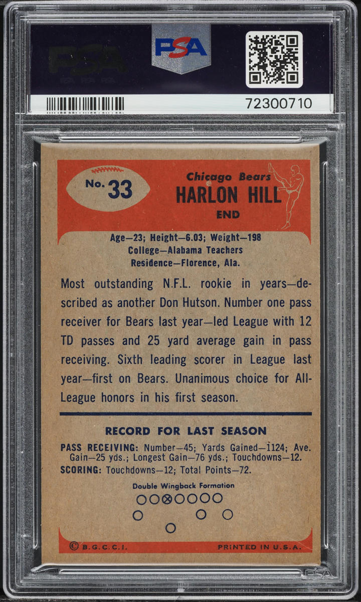 1955 Bowman Football Harlon Hill #33 PSA 5 EX