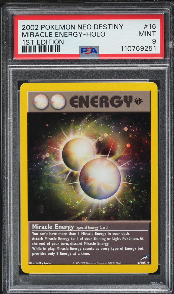 2002 Pokemon Neo Destiny 1st Edition Holo Miracle Energy #16 PSA 9 MINT