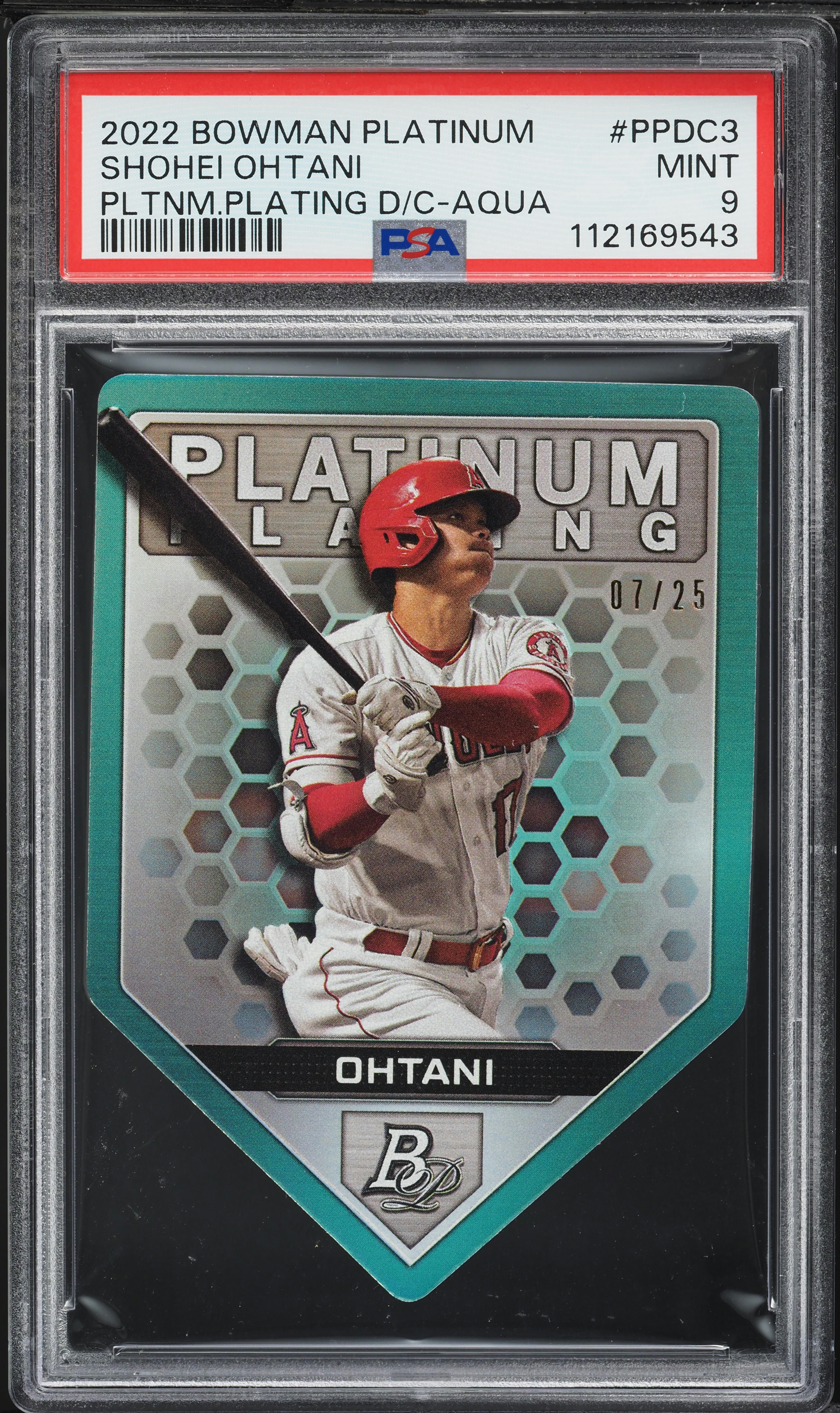 2022 Bowman Platinum Plating Die-Cut Aqua Shohei Ohtani /25 #PPDC3 