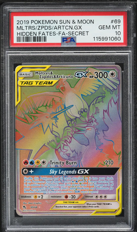 pokemon card moltres zapdos articuno rainbow rare & & GX #69 Prices | Hidden Fates this attack does 110 damage to 3 of your opponents Pokmon 2019 Pokemon Sun & Moon