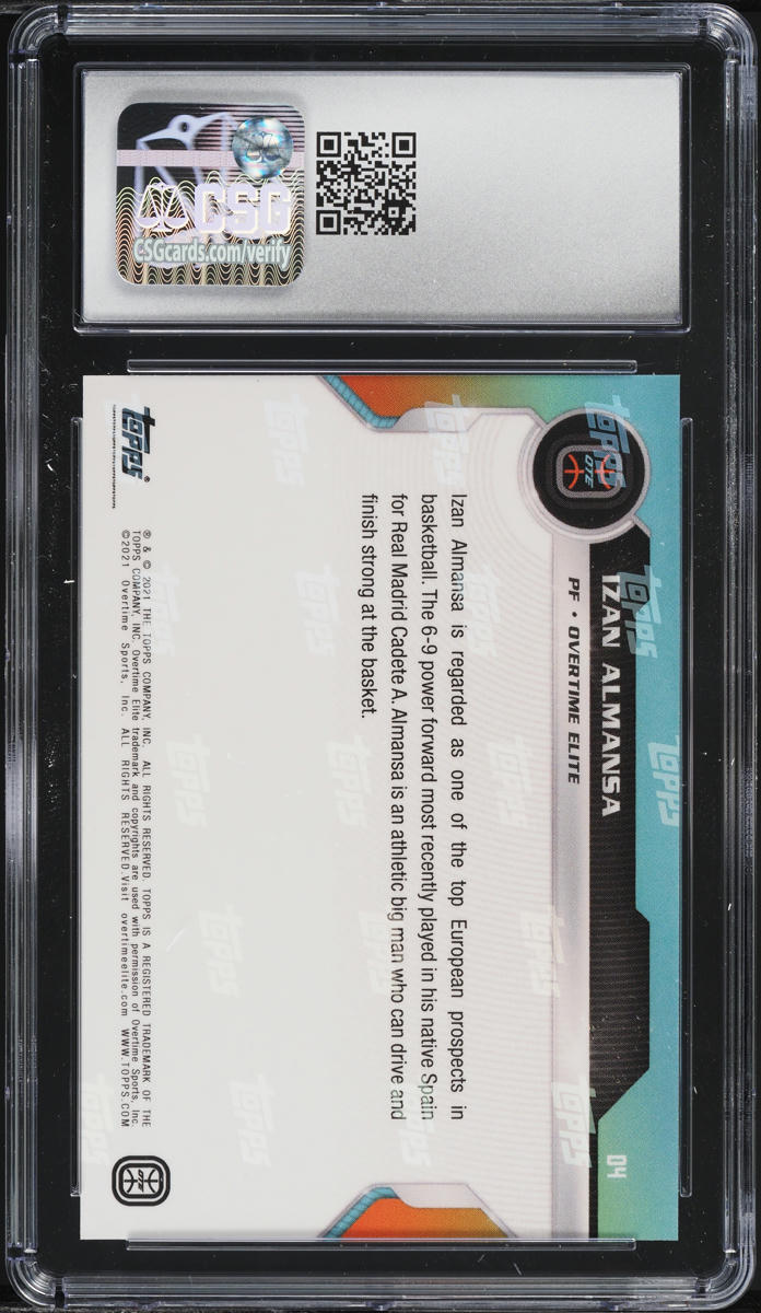 2021 Topps Now Overtime Elite Debut Izan Almansa ROOKIE #D4 CSG 10 GEM MINT
