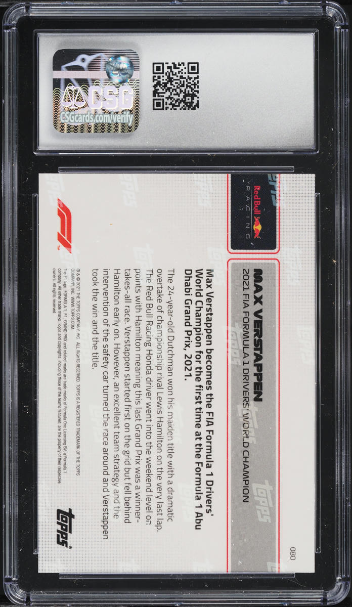2021 Topps Now Formula 1 Max Verstappen #080 CSG 10 GEM MINT