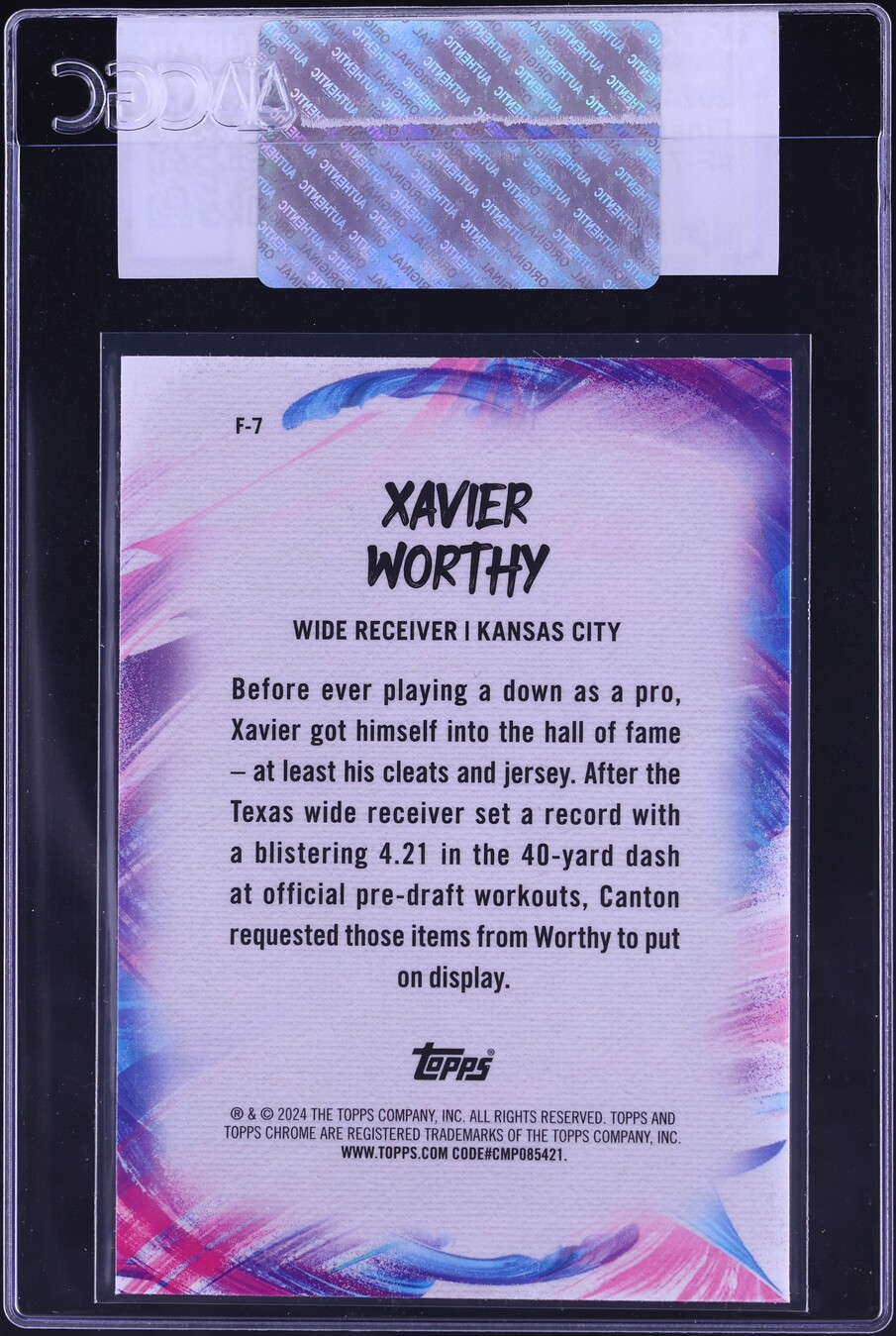 2024 Topps Chrome Finesse Xavier Worthy ROOKIE #F-7 CGC AUTH