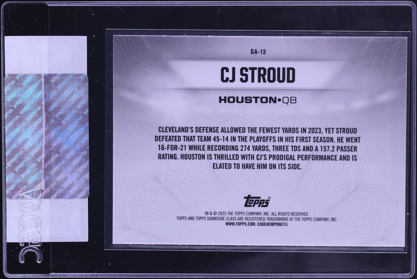 2024 Topps Signature Class Gridiron Ambassadors C.J. Stroud #GA-13 CGC AUTH