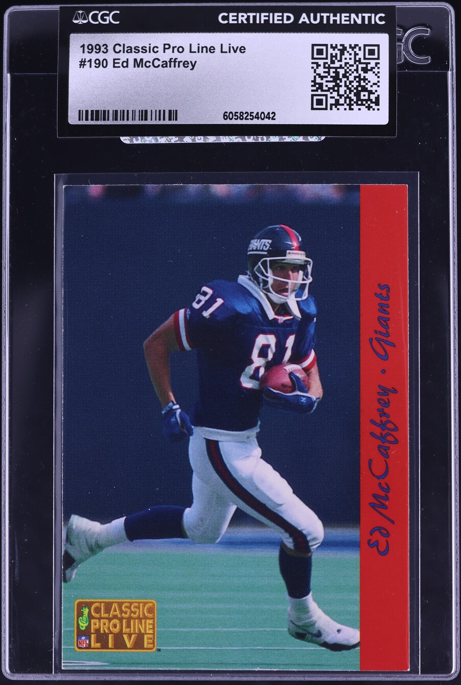 1993 Classic Pro Line Live Ed McCaffrey #190 CGC AUTH