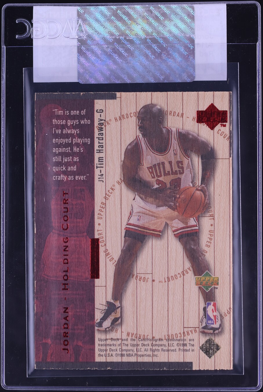 1998 UD Hardcourt Holding Court Red Tim Hardaway Michael Jordan
