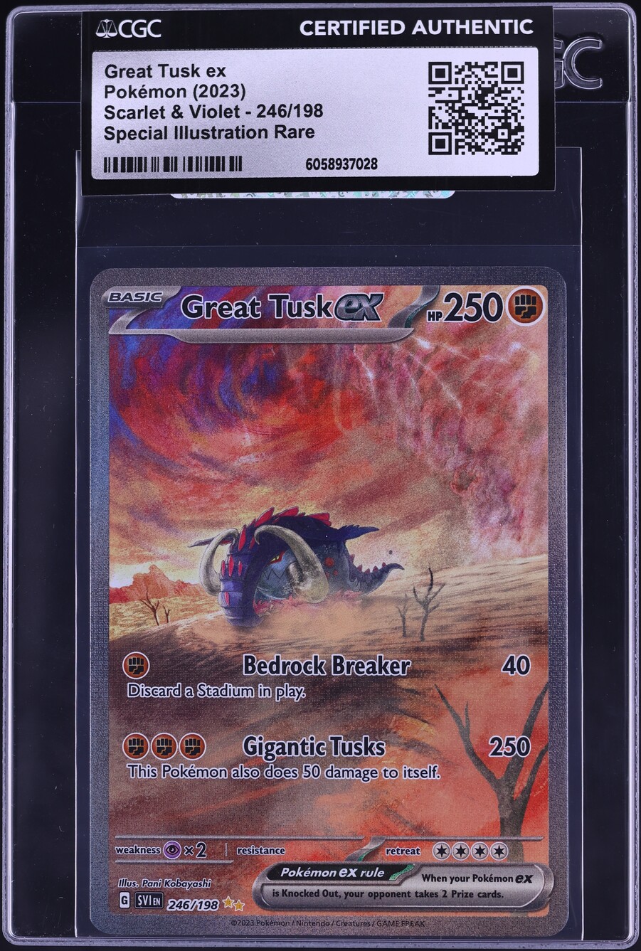 2023 Pokemon Scarlet & Violet SIR Great Tusk ex #246 CGC AUTH on Fanatics Collect 2023 Pokemon Scarlet & Violet SIR Great Tusk ex #246 CGC AUTH on Fanatics Collect