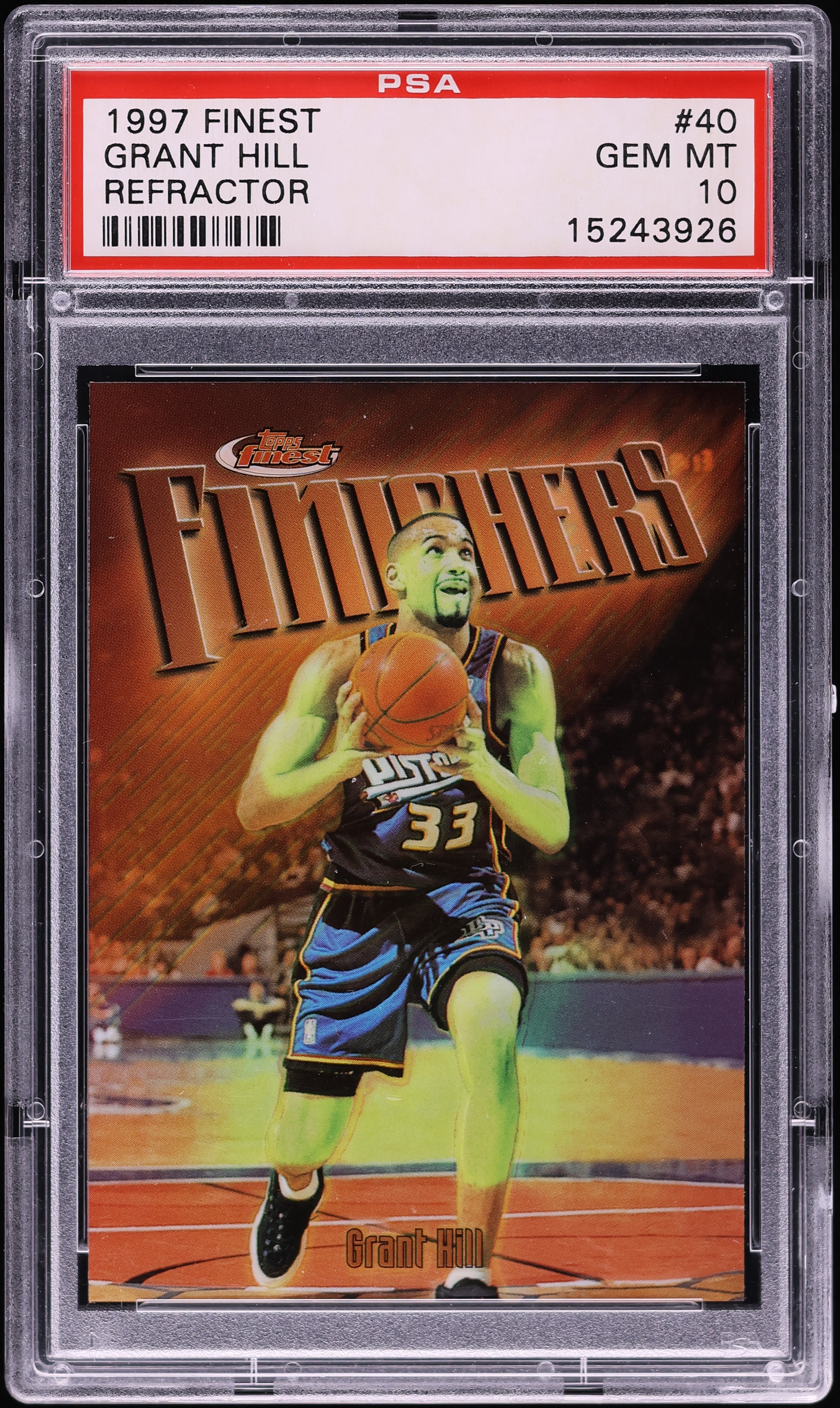 1997 Finest Refractor Grant Hill #40 PSA 10 GEM MINT on Fanatics