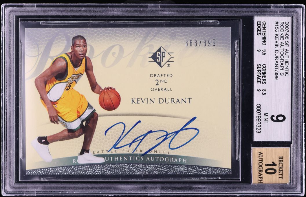 2007 SP Authentic Kevin Durant ROOKIE AUTO /399 #152 BGS 9 MINT