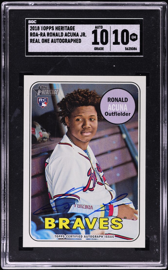 2018 Topps Heritage Real One Ronald Acuna Jr. ROOKIE AUTO SGC 10 GEM MINT