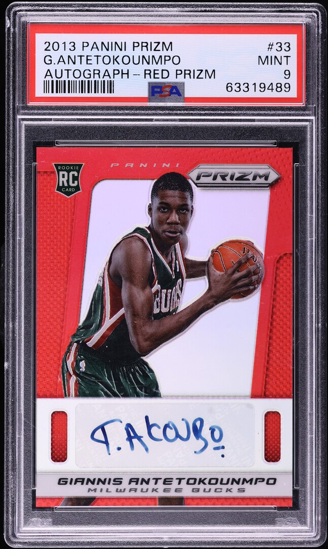 2013 Panini Prizm Red Giannis Antetokounmpo ROOKIE AUTO /49 #33