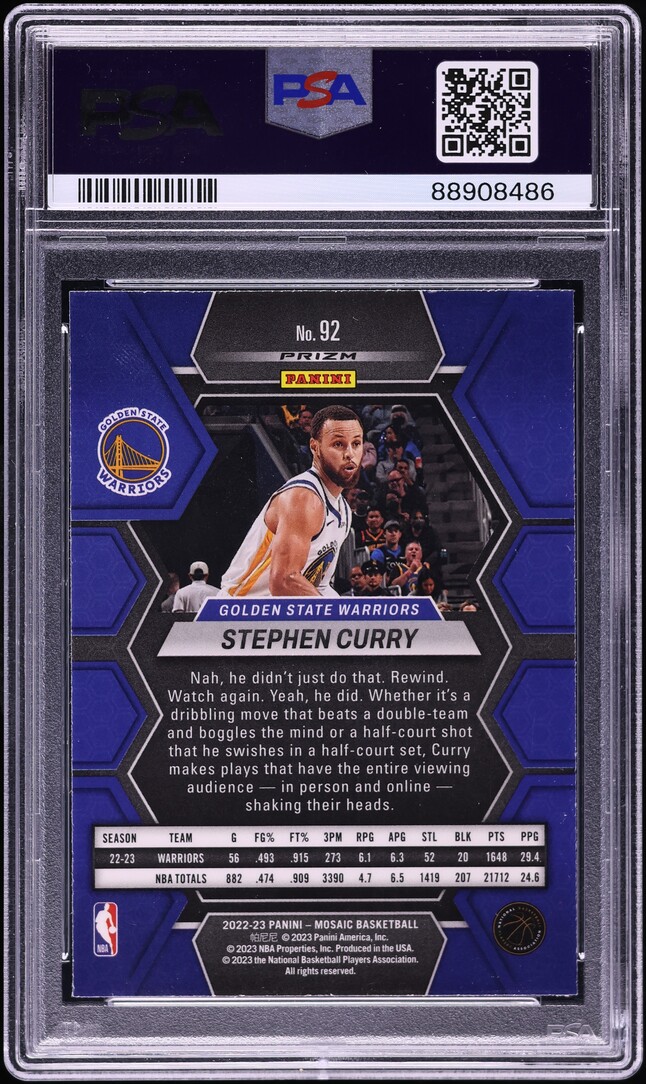2022 Panini Mosaic Genesis Stephen Curry #92 PSA 10 GEM MINT