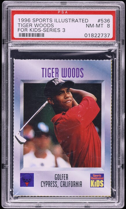 1996 Sports Illustrated For Kids Tiger Woods ROOKIE #536 PSA 8 NM